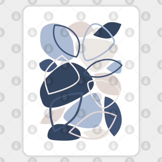 Blue, Grey, Mid Century Modern Abstract 23 Sticker by tramasdesign